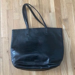 Topshop Faux croco black tote bag